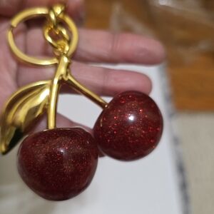 Gold and Red Cherry Pendant
